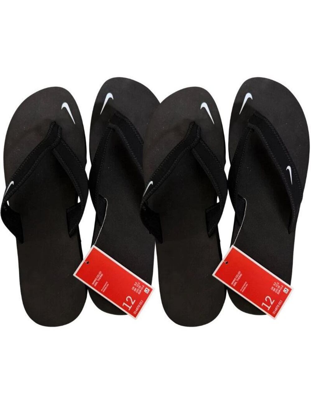 Nike Celso Girl Womens Thong Sandals Black White Size 12 2 Pack New
